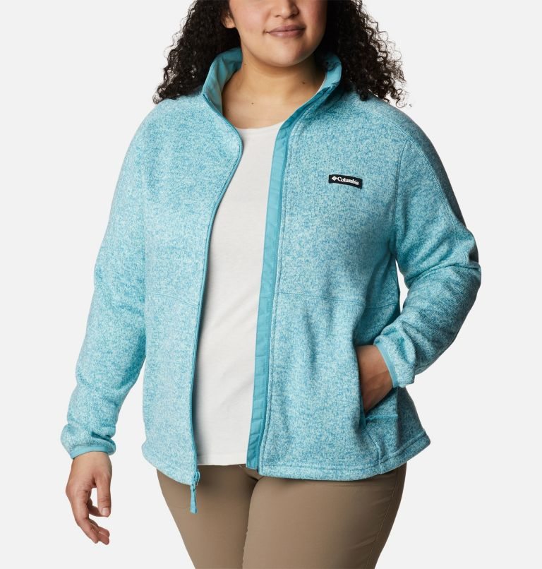 Jachete Din Lână Columbia Pulovere Weather Full Zip Dama Turcoaz | Plus Size XM1A9Z87Q